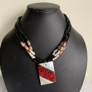 Handmade Necklace with Button Closure